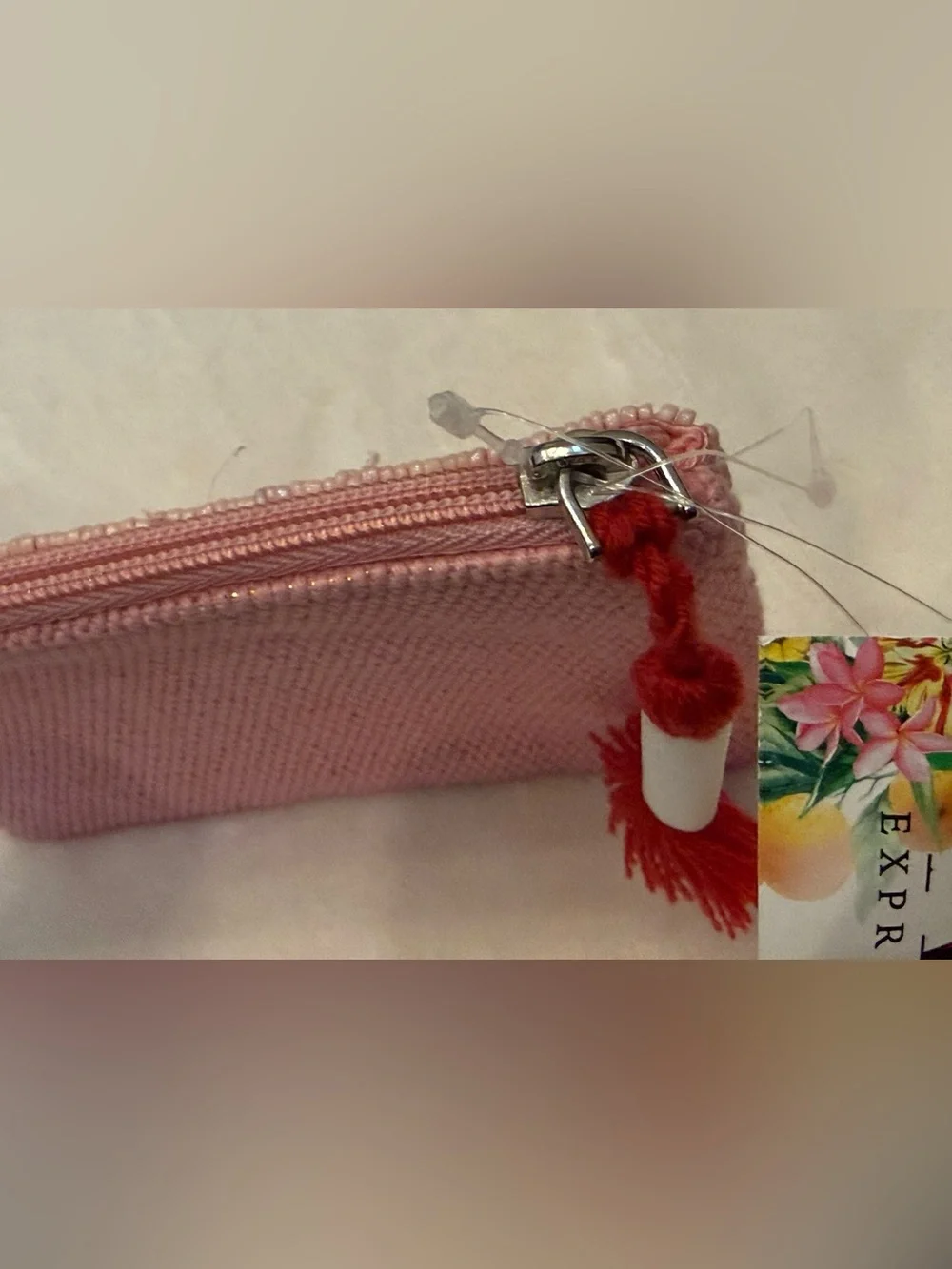 Express Edit handcrafted Beaded Pink Crab Wristlet Pouch. NWT